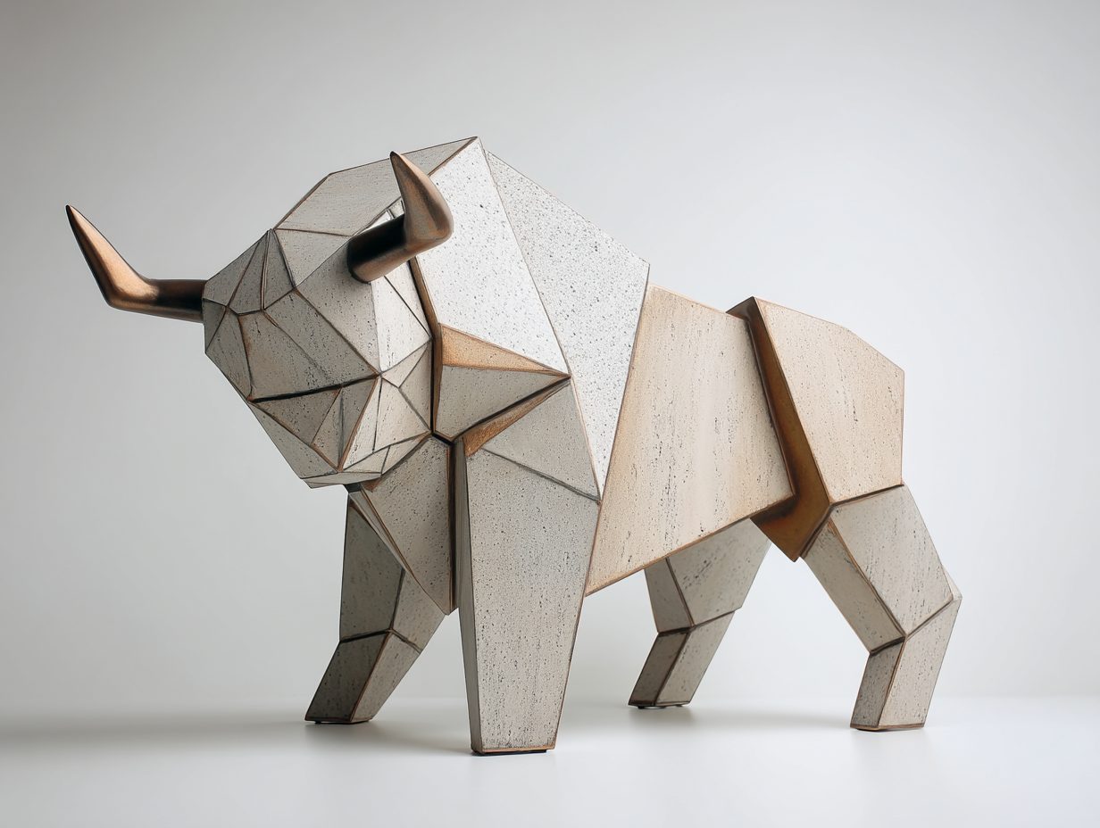 Wimacons faceted bronze bull, study i, private estate commission, lightweight foam-core