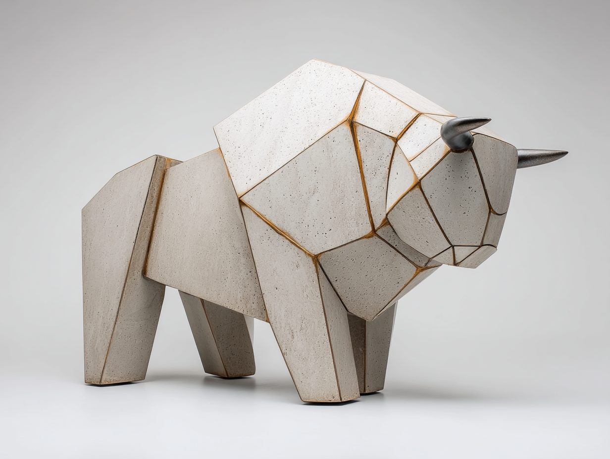 Wimacons faceted bronze bull, study ii, private estate commission, lightweight foam-core