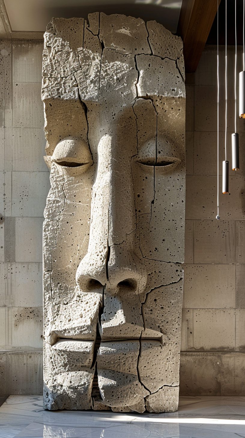 Wimacons carved stone portrait wall iv, private estate commission, lightweight foam-core