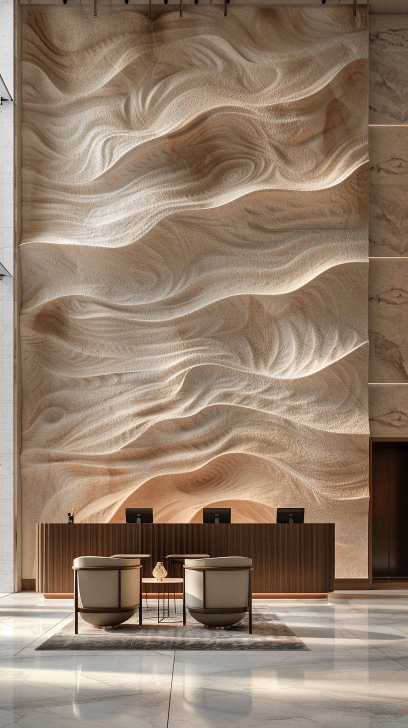 Wimacons dune relief wall, entrance hall i, private estate commission, lightweight foam-core